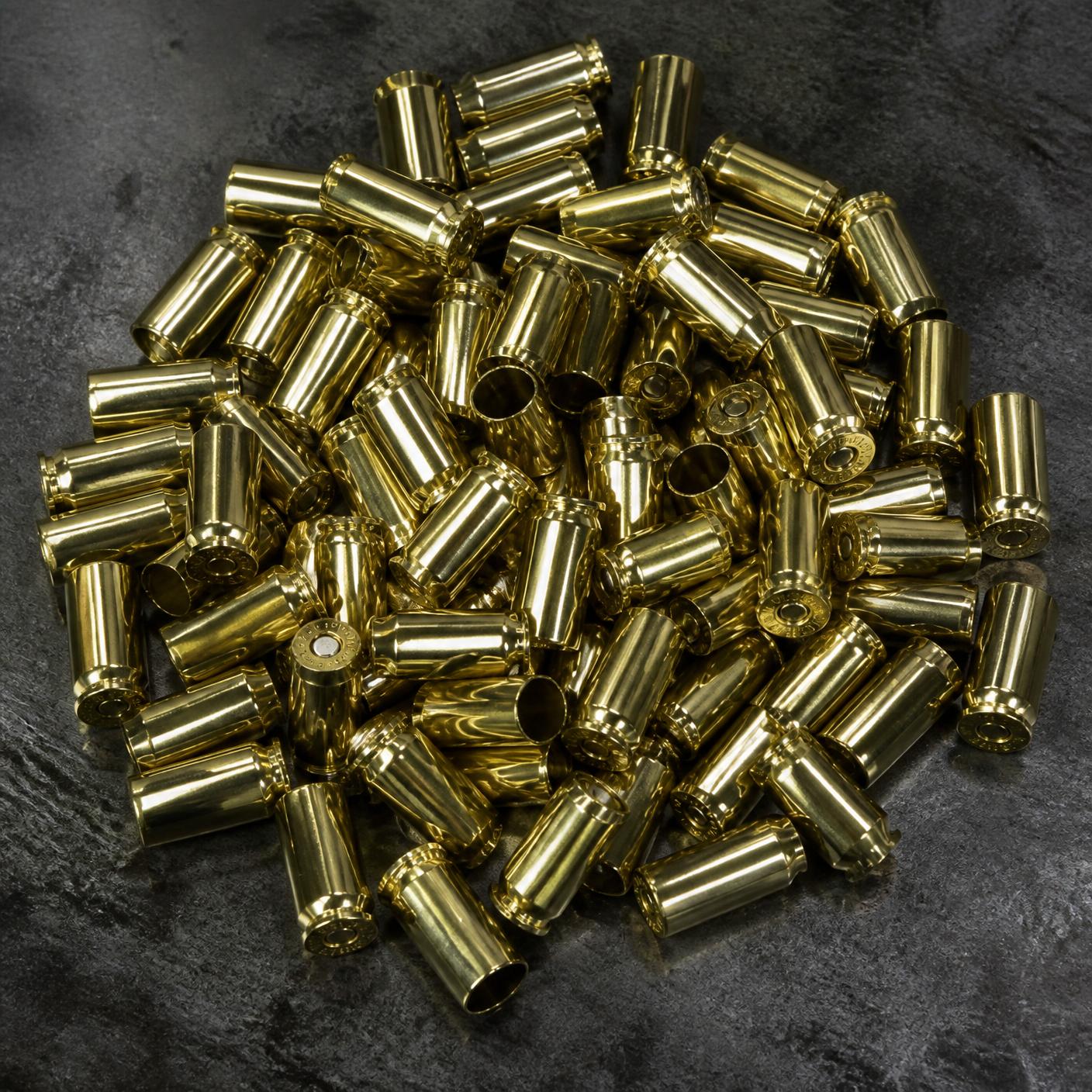Polished reload-ready 9mm brass