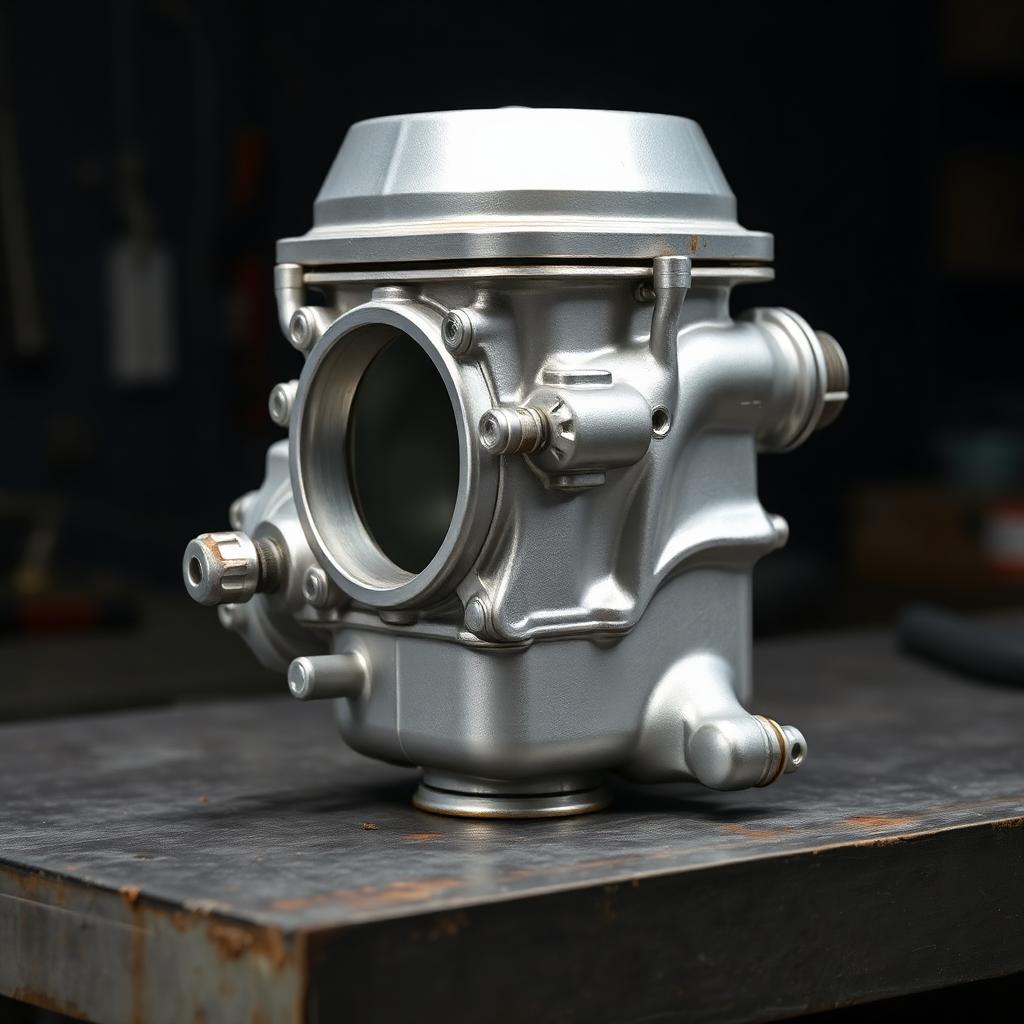 Restored carburetor body with clean uniform satin finish