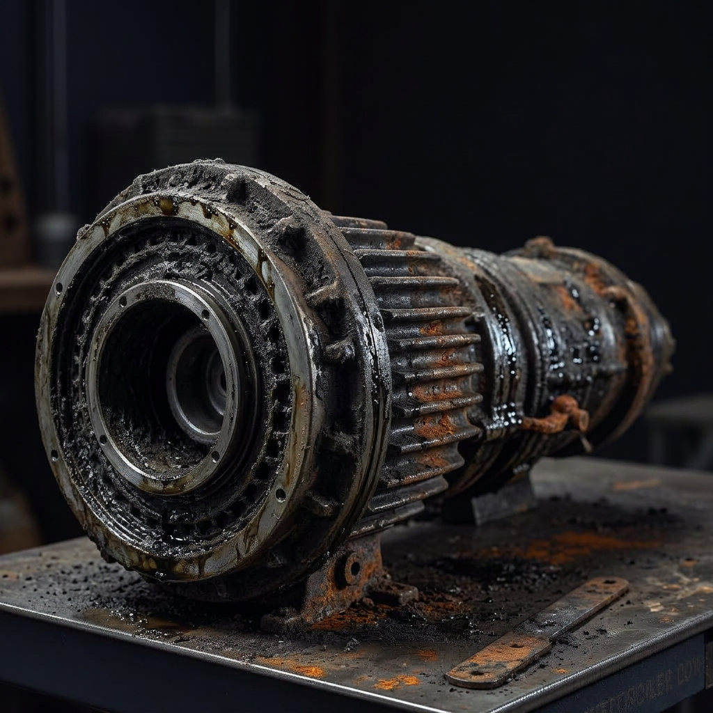 Greasy rusted small differential cover