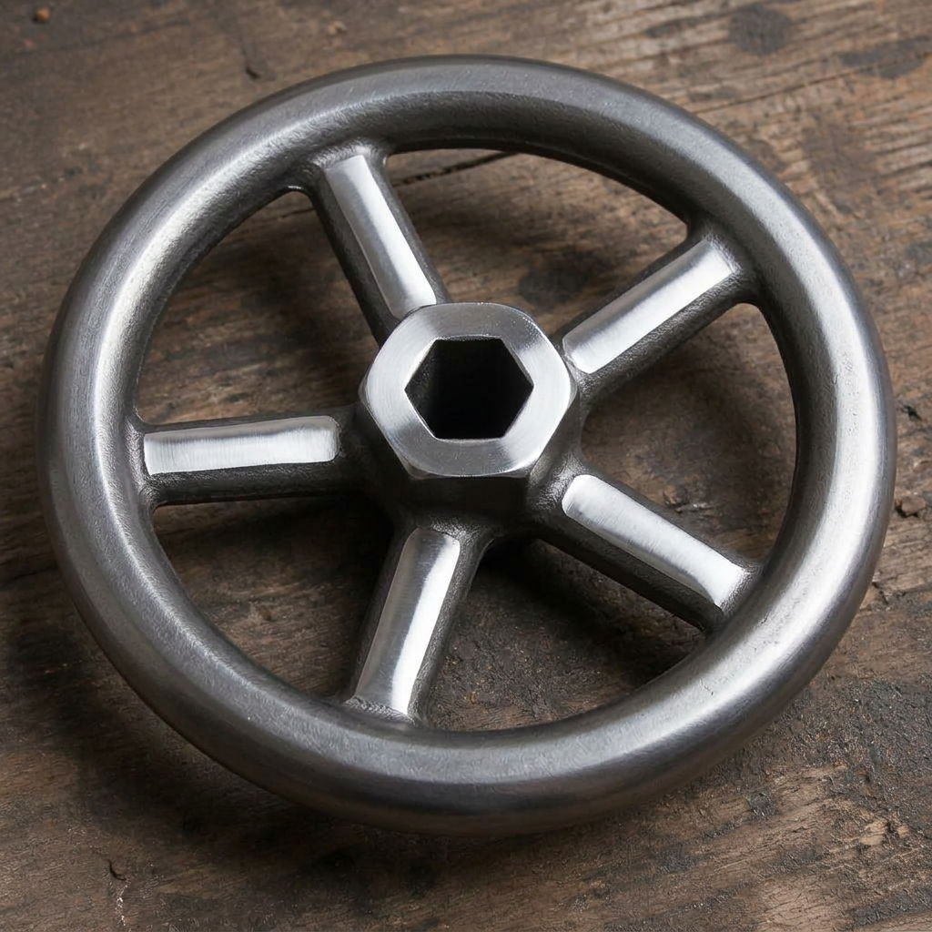 Cleaned cast-iron handwheel with polished machined faces