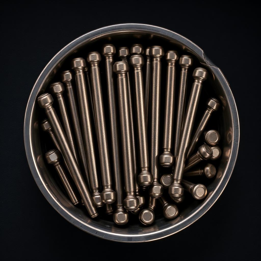 Tray of burnished steel shafts with bright uniform finish
